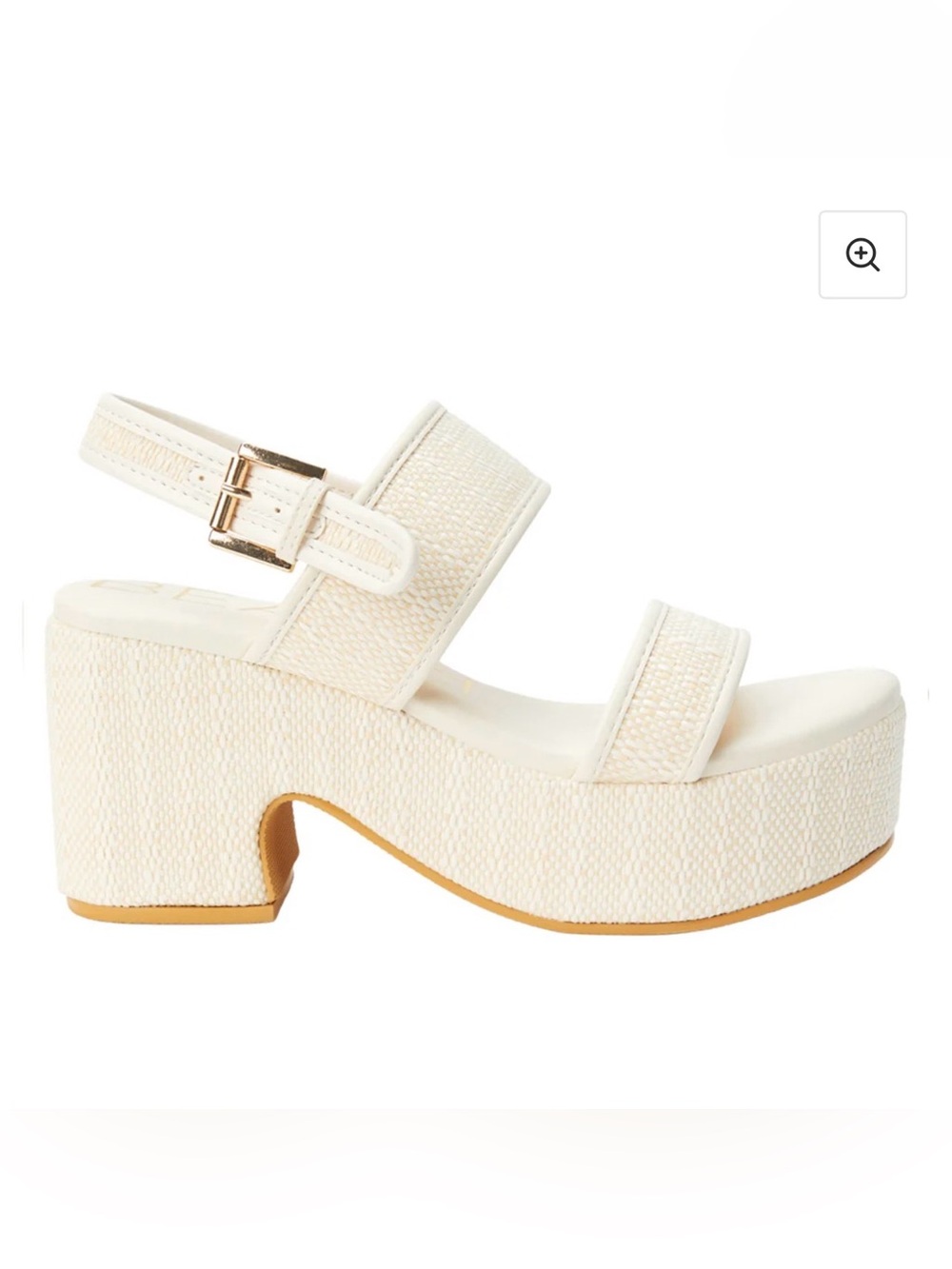 Matisse Cream Woven Platform Sandals with Gold Buckle